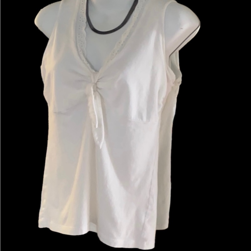 White sleeveless top